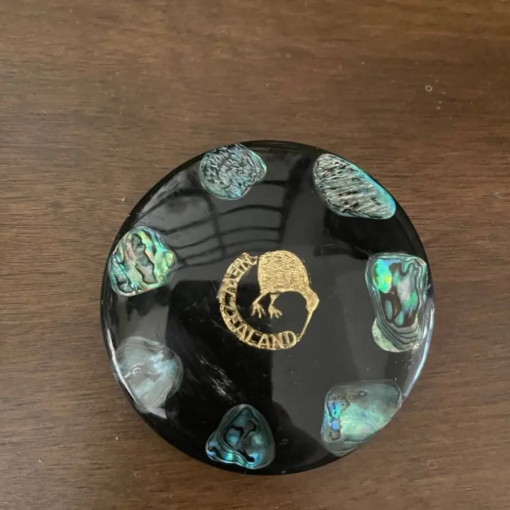 New Zealand resin paperweight Kiwi bird and Paua abalone shell